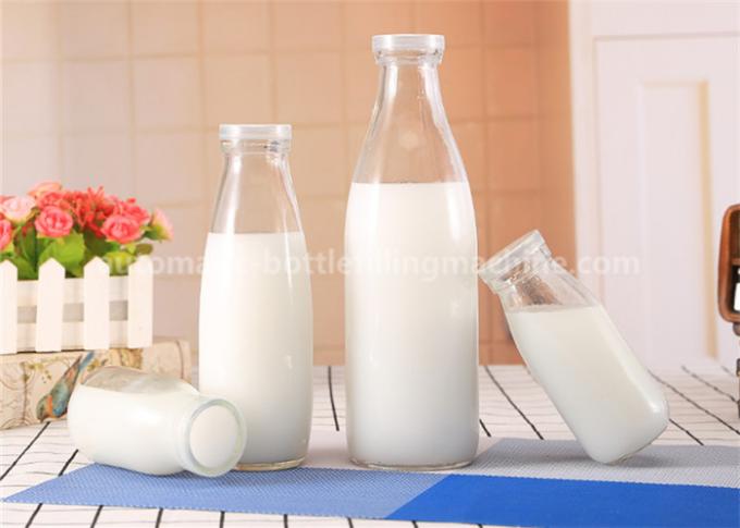 PLC Control Glass Milk Bottle Filling Machine 6000BPH 500ML For Beverage Factory